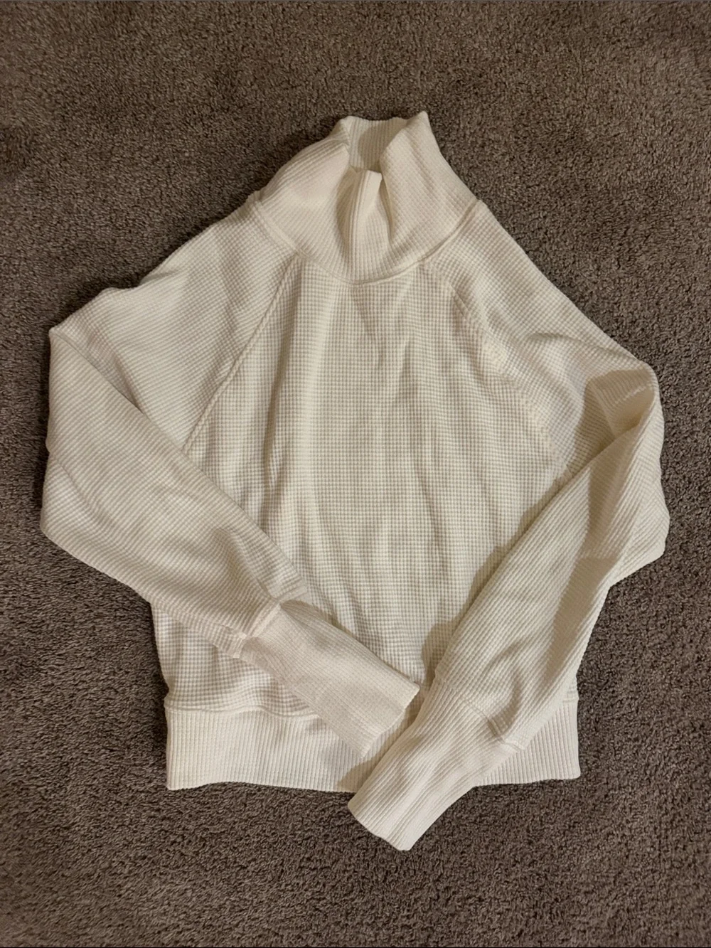 Women’s Cream Waffle Knit Mock Neck Sweater